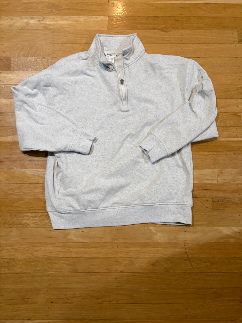Athleta Light Heather Gray Half-Zip Pullover Sweatshirt